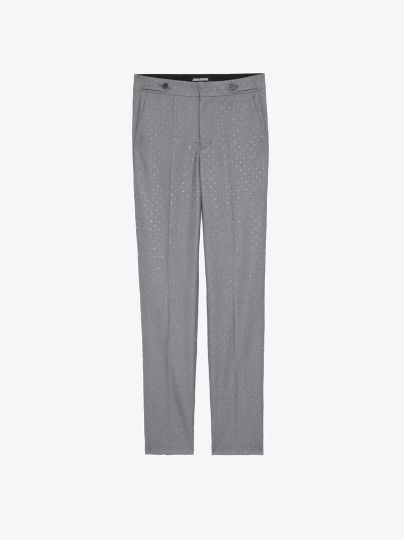 ZADIG & VOLTAIRE PANNY TAILLEUR STRASS GREY TROUSERS