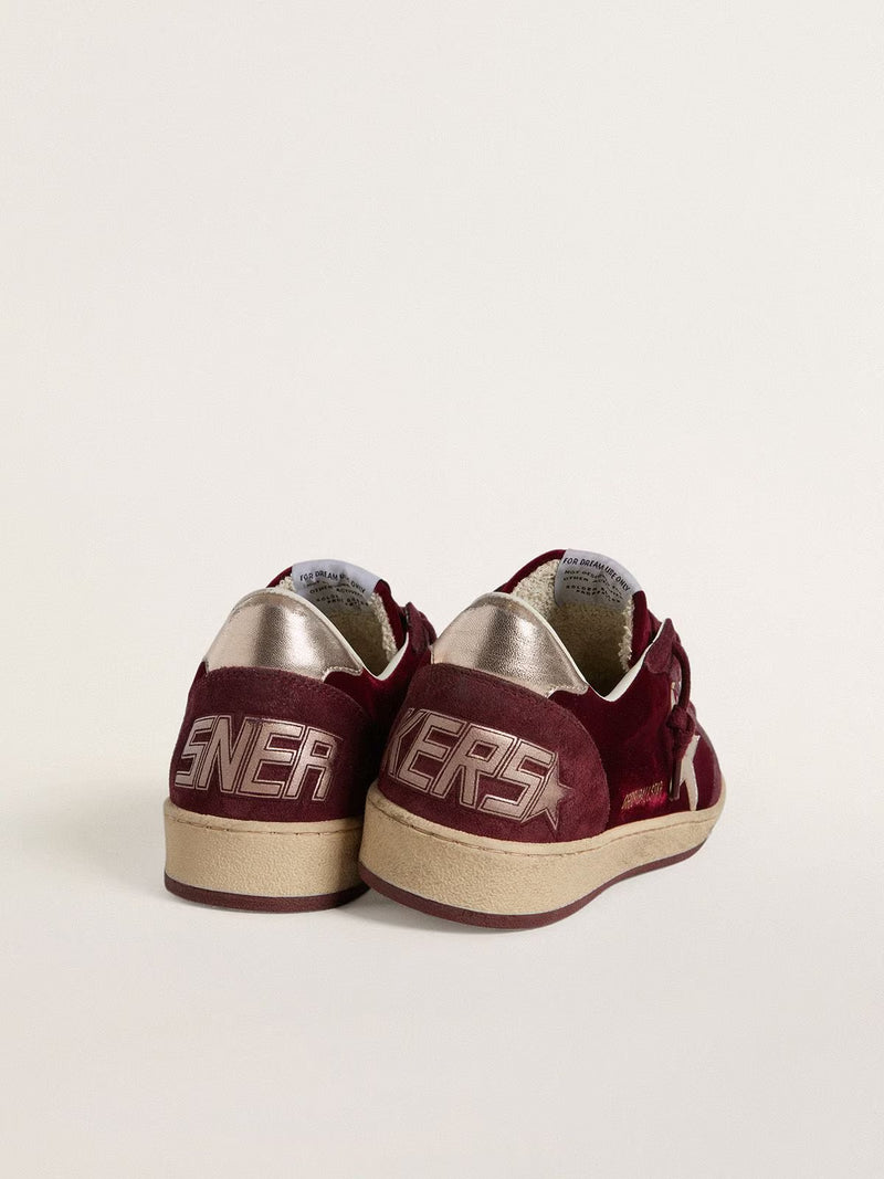 GOLDEN GOOSE BALLSTAR RUBY VELVET & METALLIC STAR