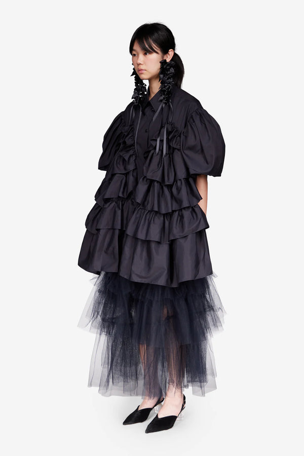 SIMONE ROCHA FRILL SHIRT IN BLACK