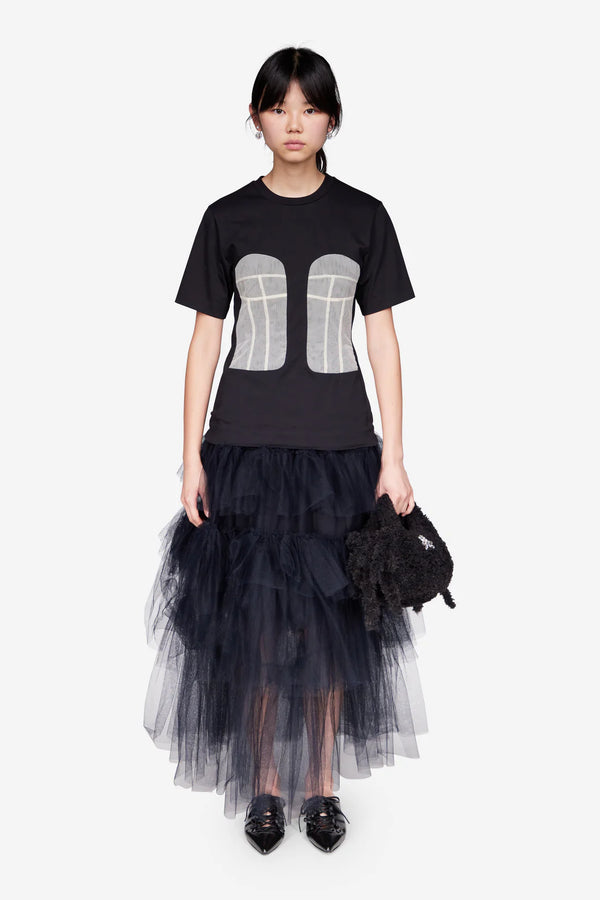 SIMONE ROCHA BLACK PANELED TSHIRT