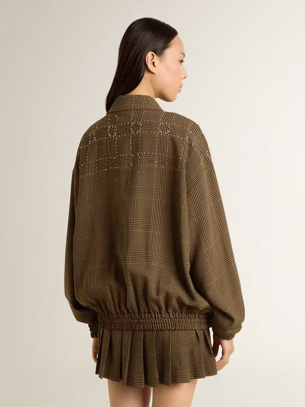 GOLDEN GOOSE ZIPPED CHECK BOMBER JACKET