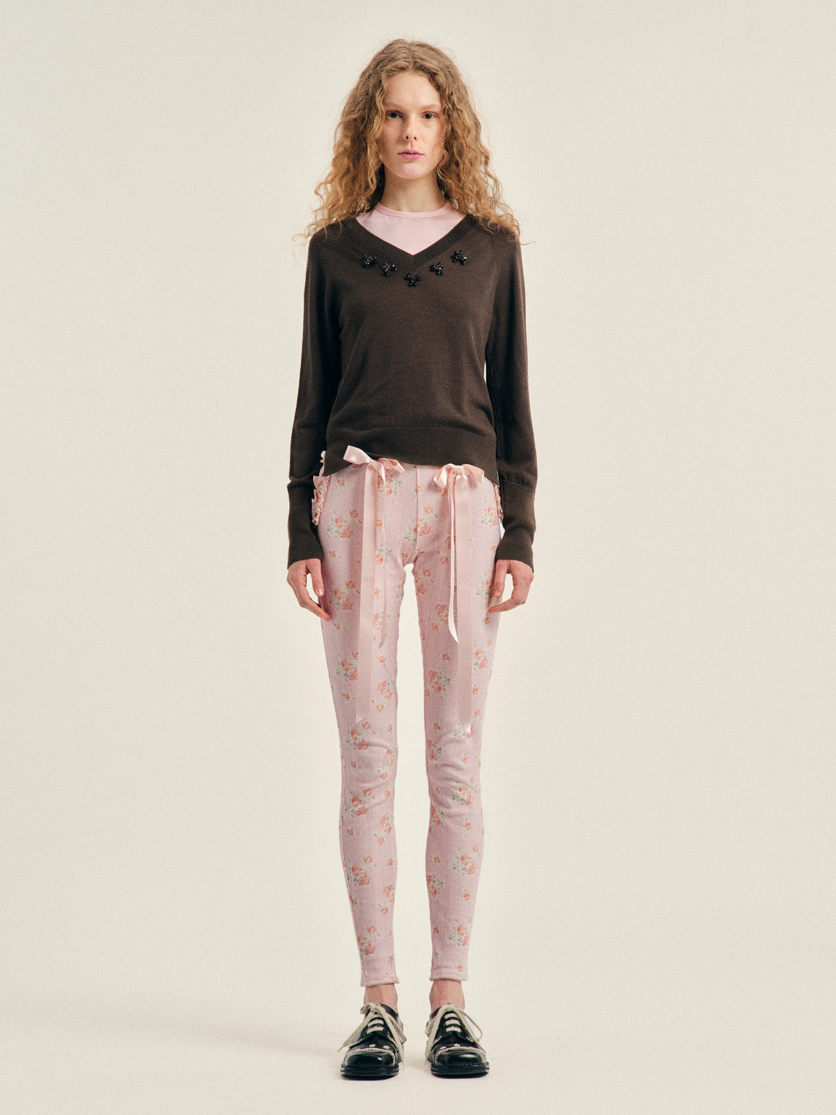 SIMONE ROCHA MERINO SILK DOUBLE V-NECK SWEATER