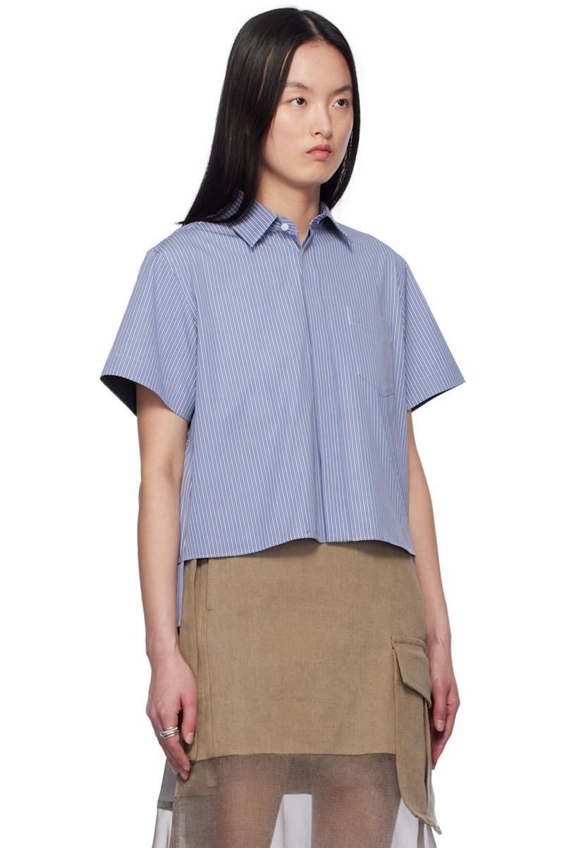 SACAI BLUE STRIPE COTTON POPLIN SHIRT