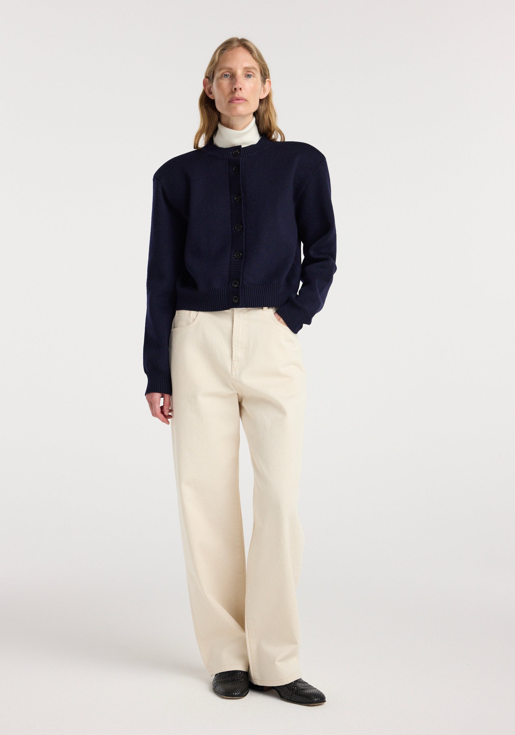 RÓHE STATEMENT SHOULDER CARDIGAN