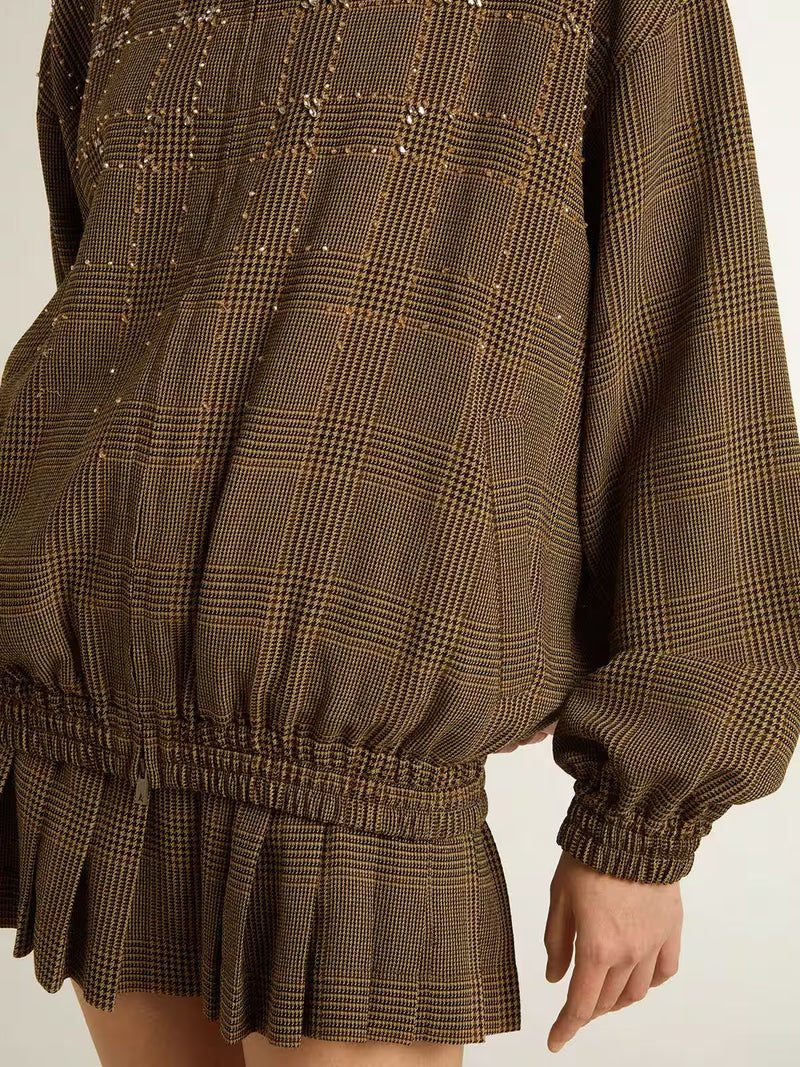 GOLDEN GOOSE ZIPPED CHECK BOMBER JACKET