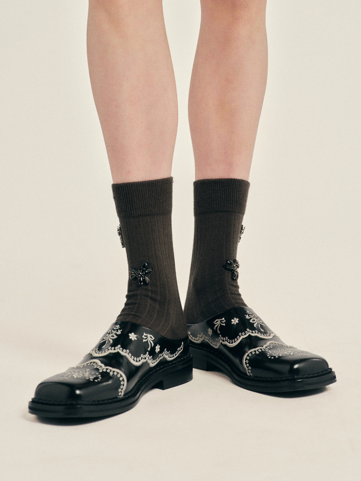 SIMONE ROCHA EMBELLISHED MERINO SILK ANKLE SOCKS