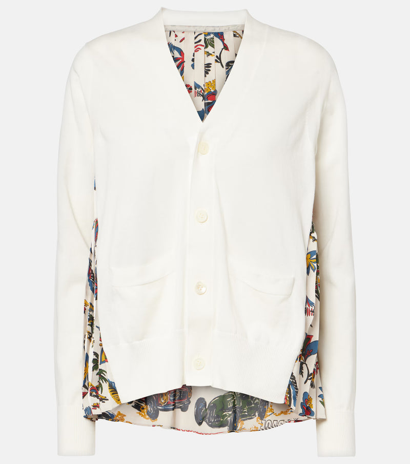 SACAI CAR RACE PRINT CARDIGAN - IVORY