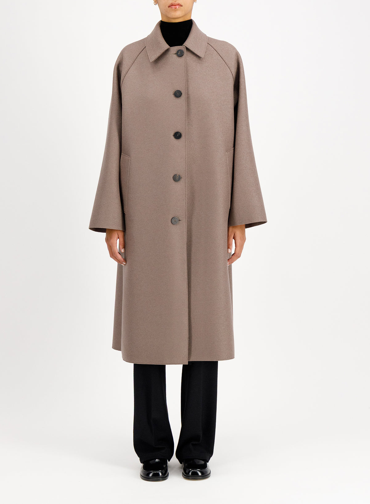 HARRIS WHARF LONDON BALMACAAN PRESSED WOOL COAT