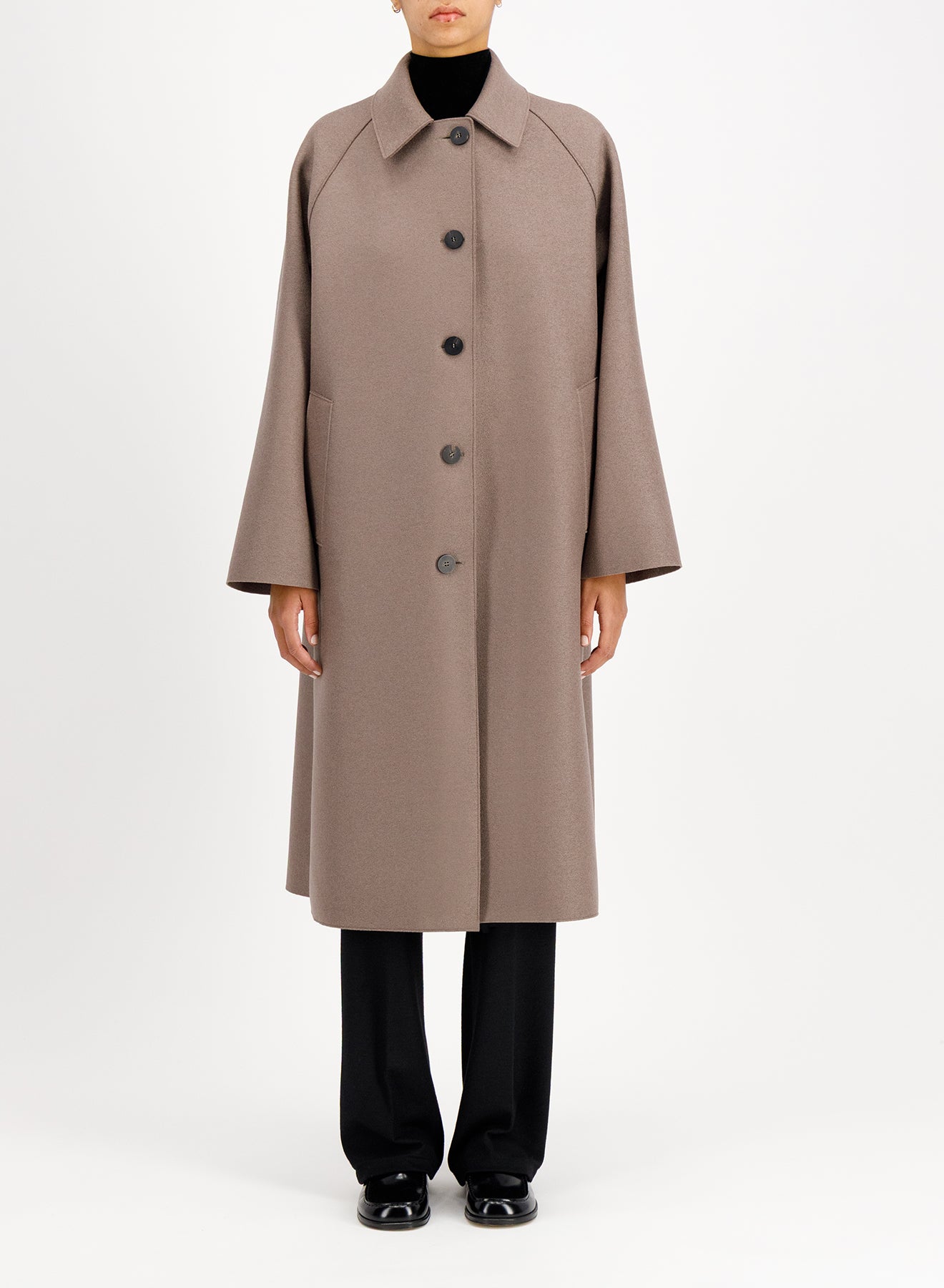HARRIS WHARF LONDON BALMACAAN PRESSED WOOL COAT