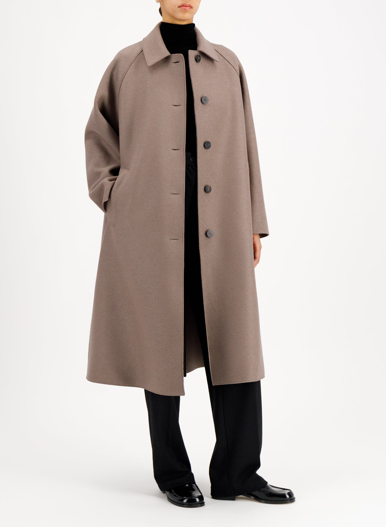 HARRIS WHARF LONDON BALMACAAN PRESSED WOOL COAT