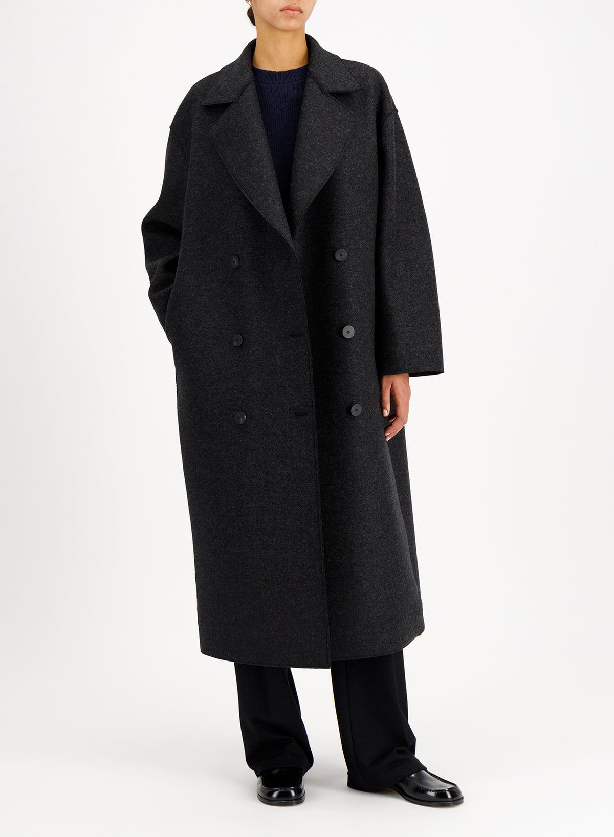 HARRIS WHARF LONDON GRANDAD DOUBLE-BREASTED COAT