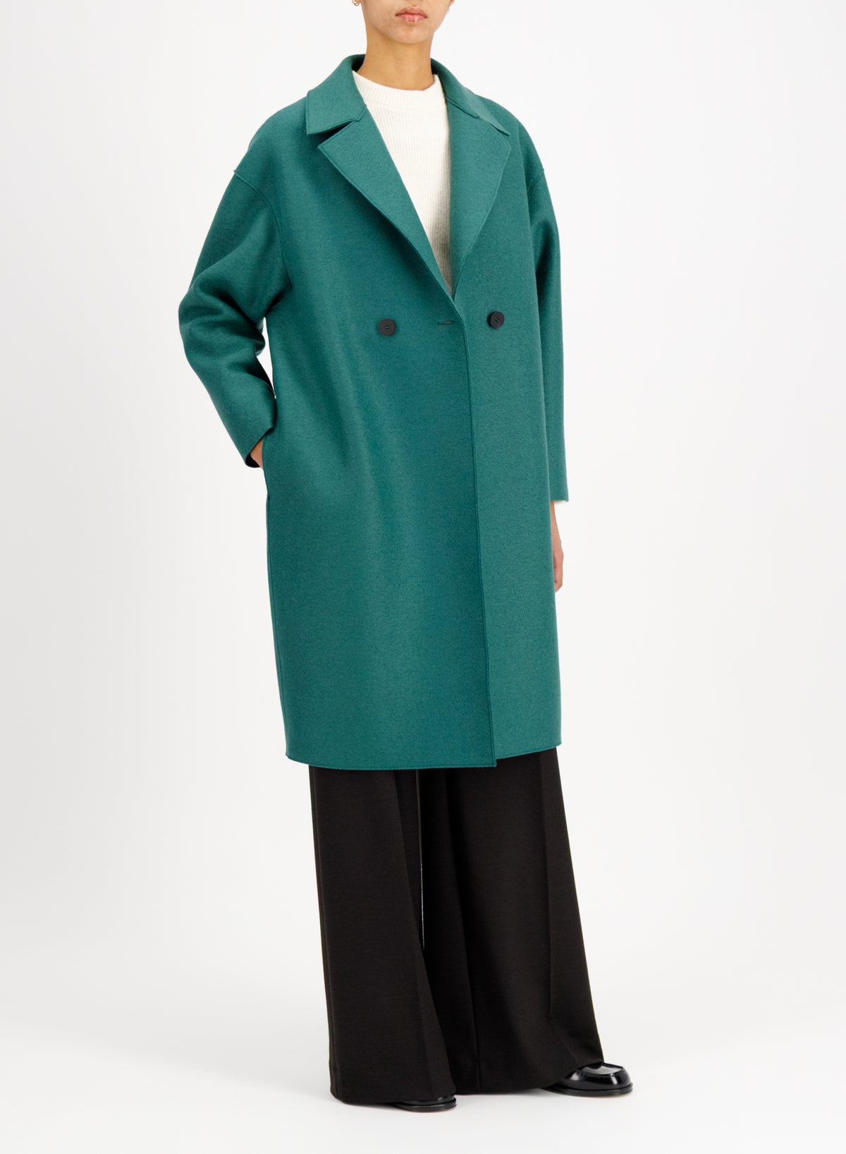 HARRIS WHARF LONDON DROPPED SHOULDER DOUBLE-BREASTED COAT