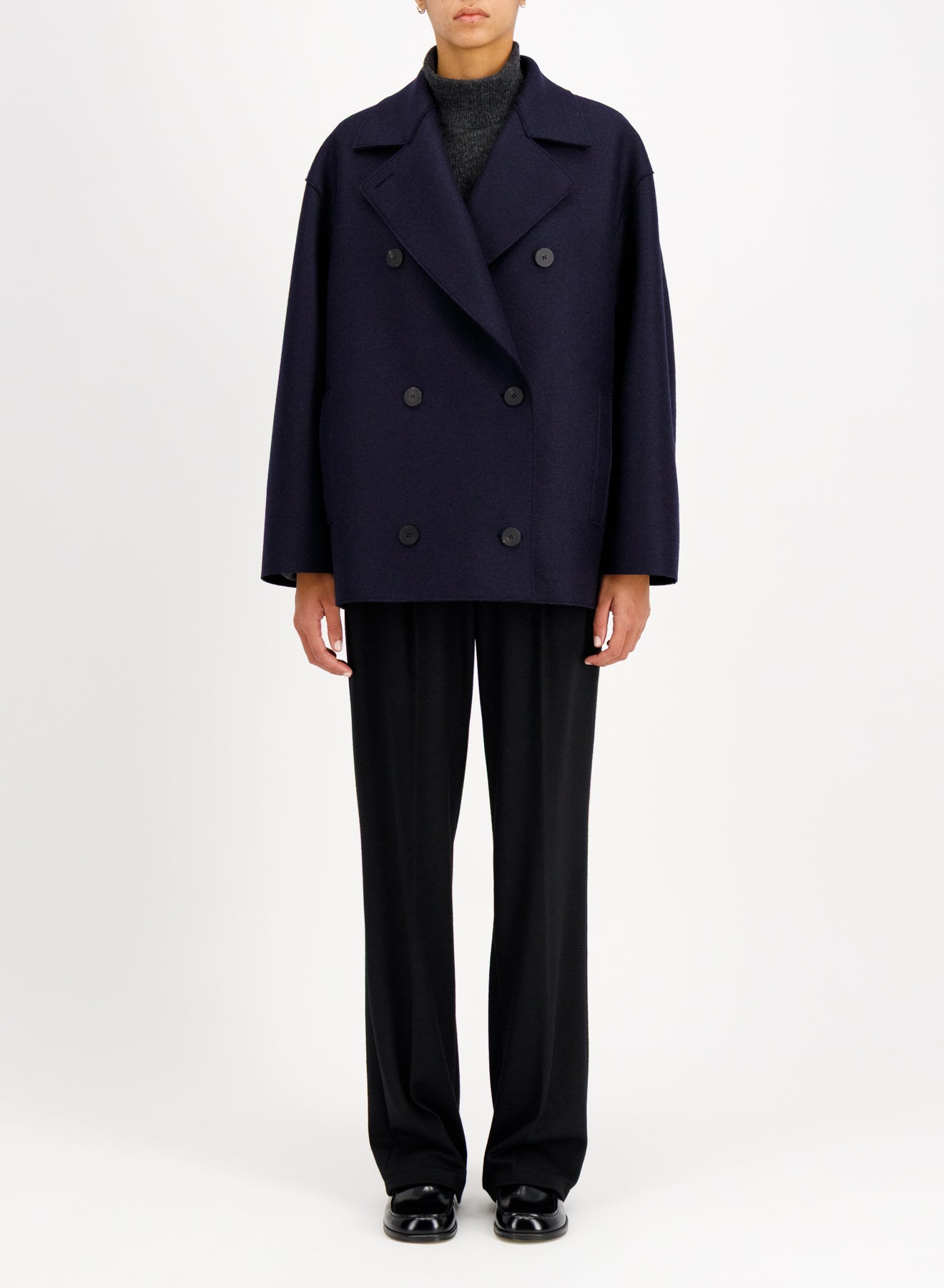 HARRIS WHARF LONDON CROPPED DOUBLE-BREASTED COAT