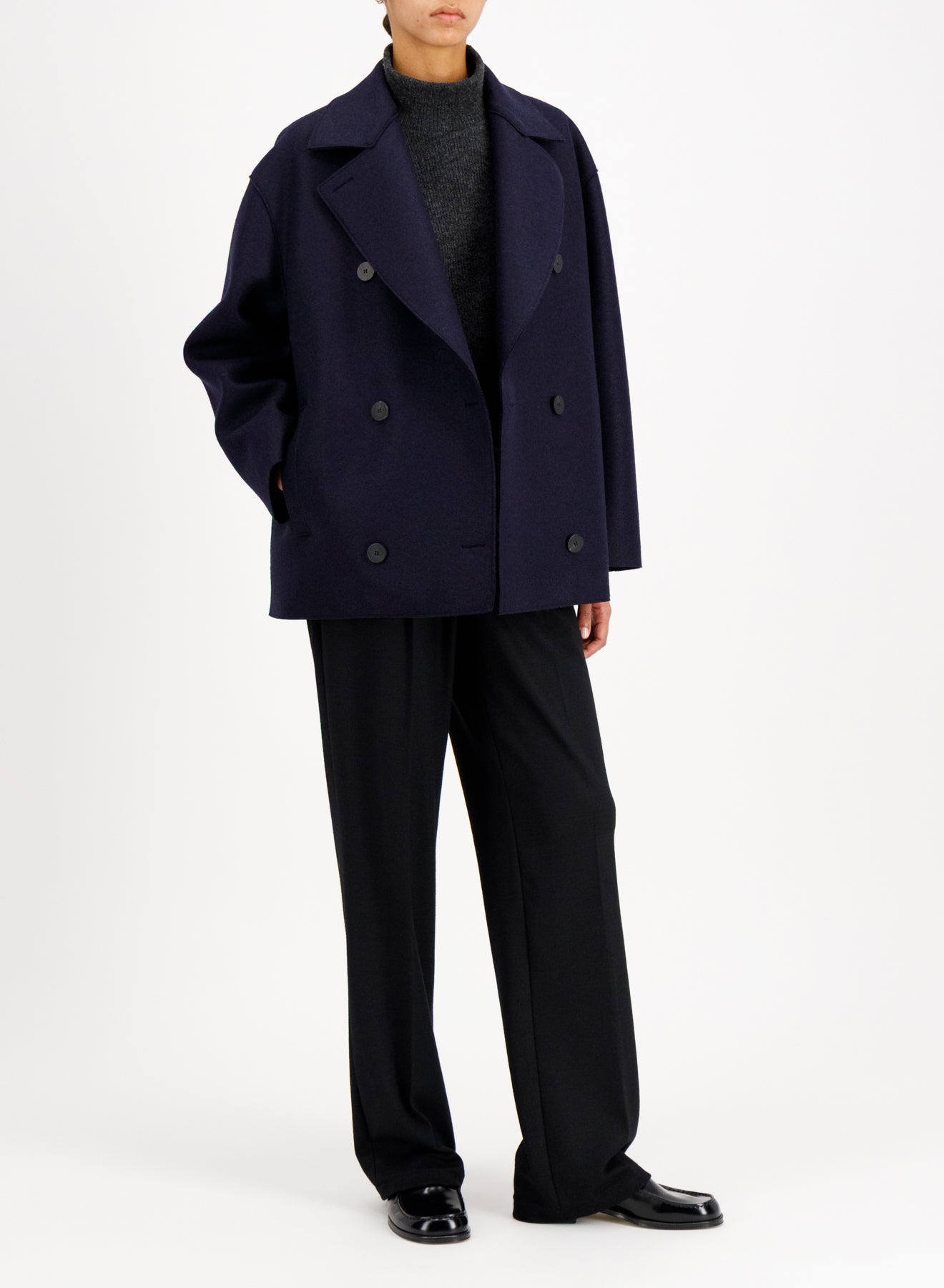 HARRIS WHARF LONDON CROPPED DOUBLE-BREASTED COAT