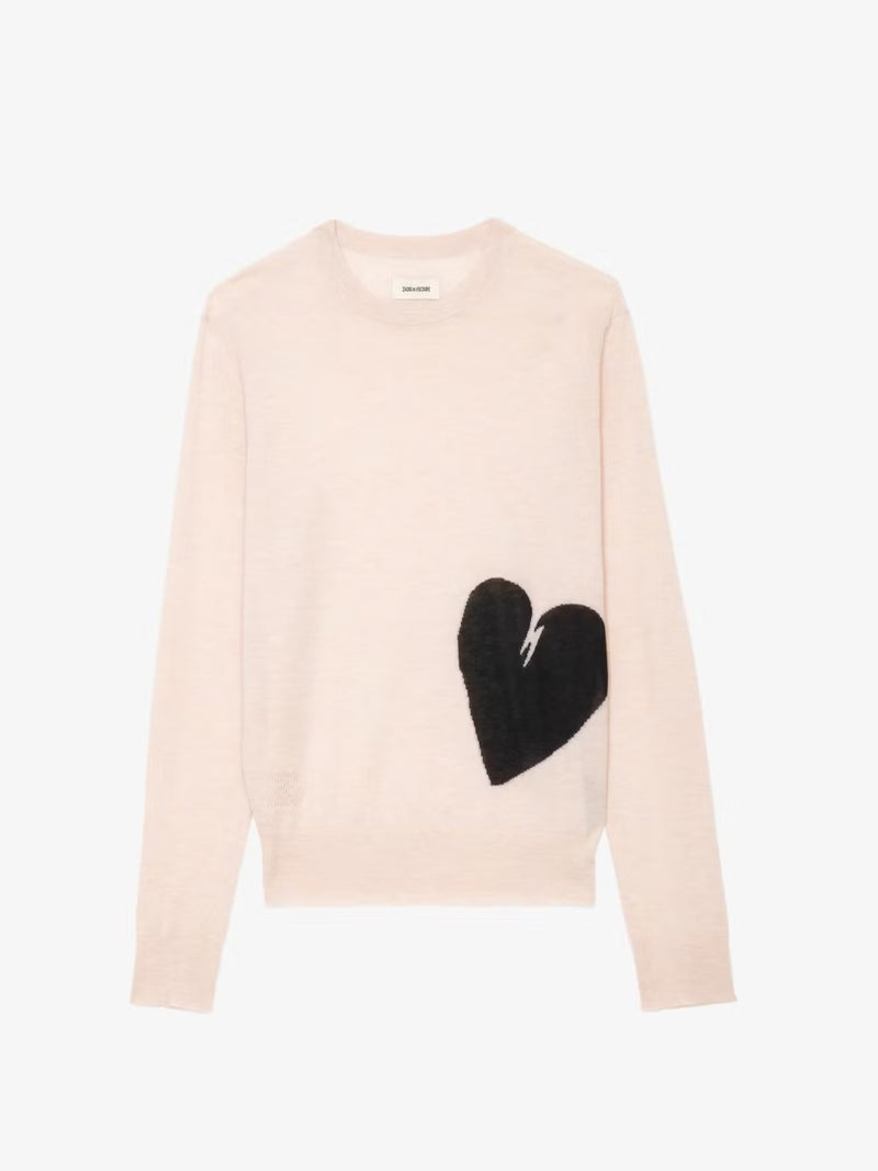 ZADIG & VOLTAIRE PRAVIS HEART CASHMERE SWEATER