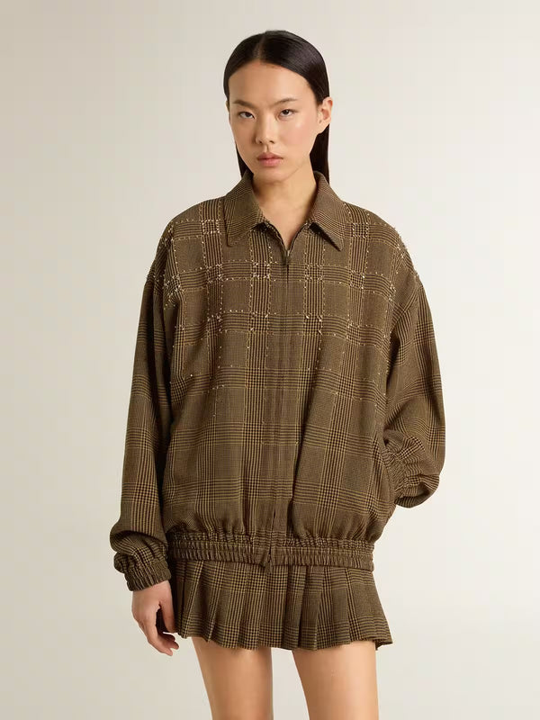 GOLDEN GOOSE ZIPPED CHECK BOMBER JACKET