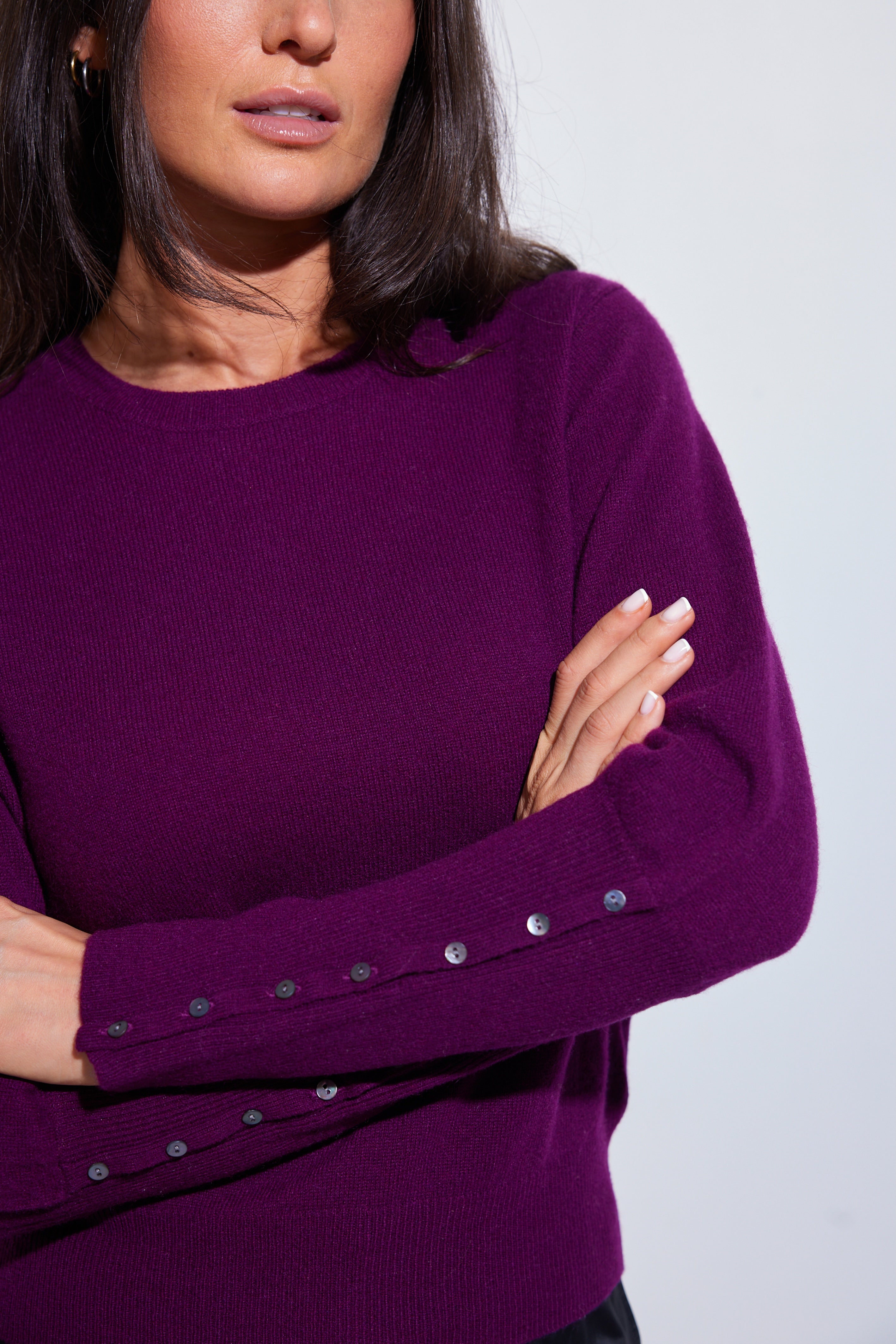 COLORUSH MOCHA ELEGANT PUFF CREW SWEATER