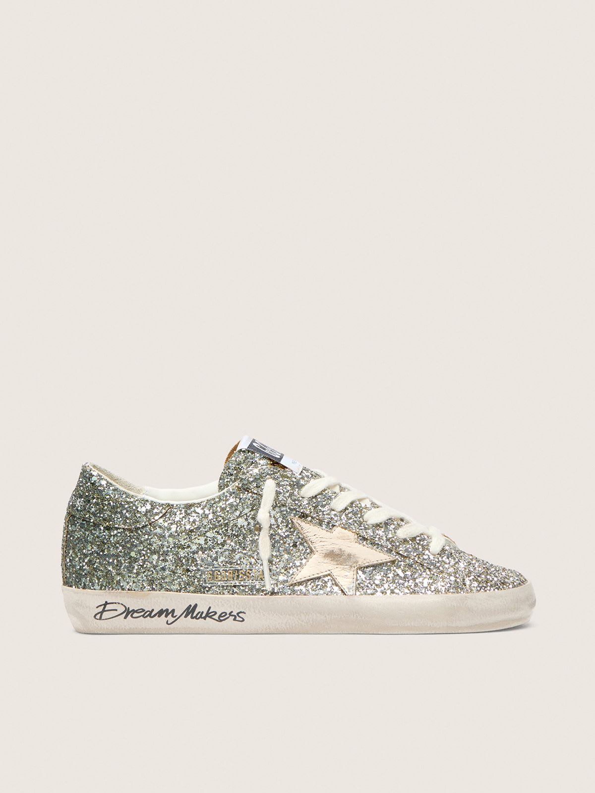 GOLDEN GOOSE SUPER-STAR OMBRÉ GLITTER PLATINUM GREEN