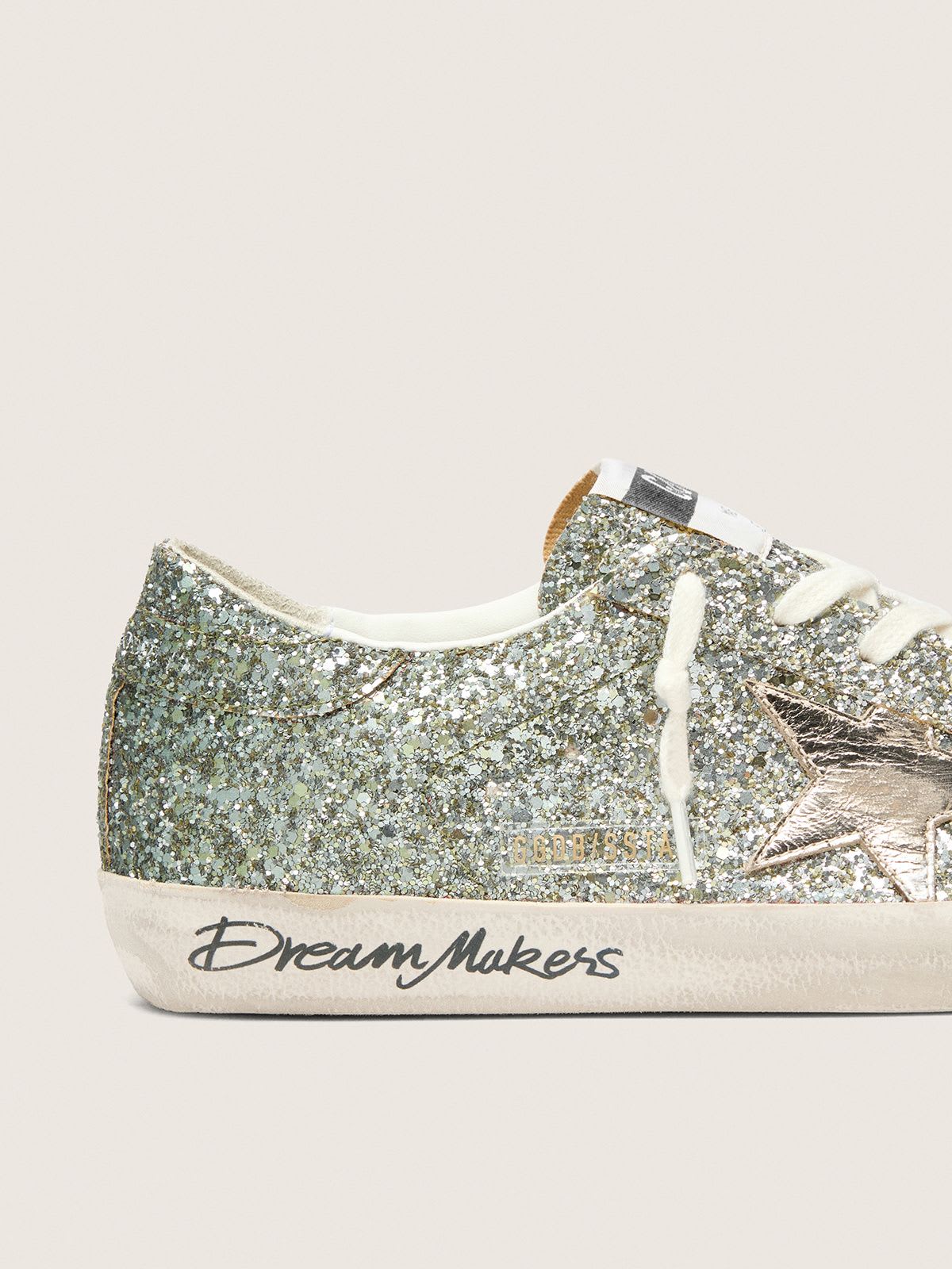 GOLDEN GOOSE SUPER-STAR OMBRÉ GLITTER PLATINUM GREEN