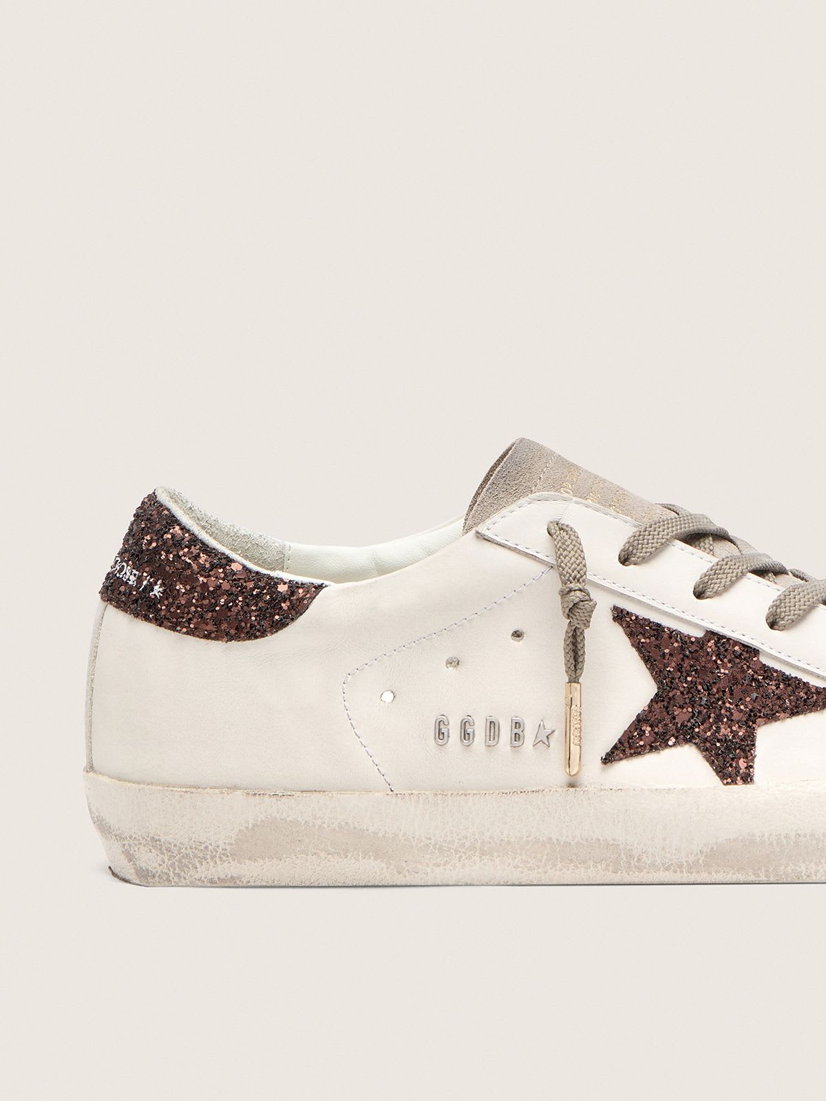 GOLDEN GOOSE SUPER-STAR BROWN GLITTER STAR
