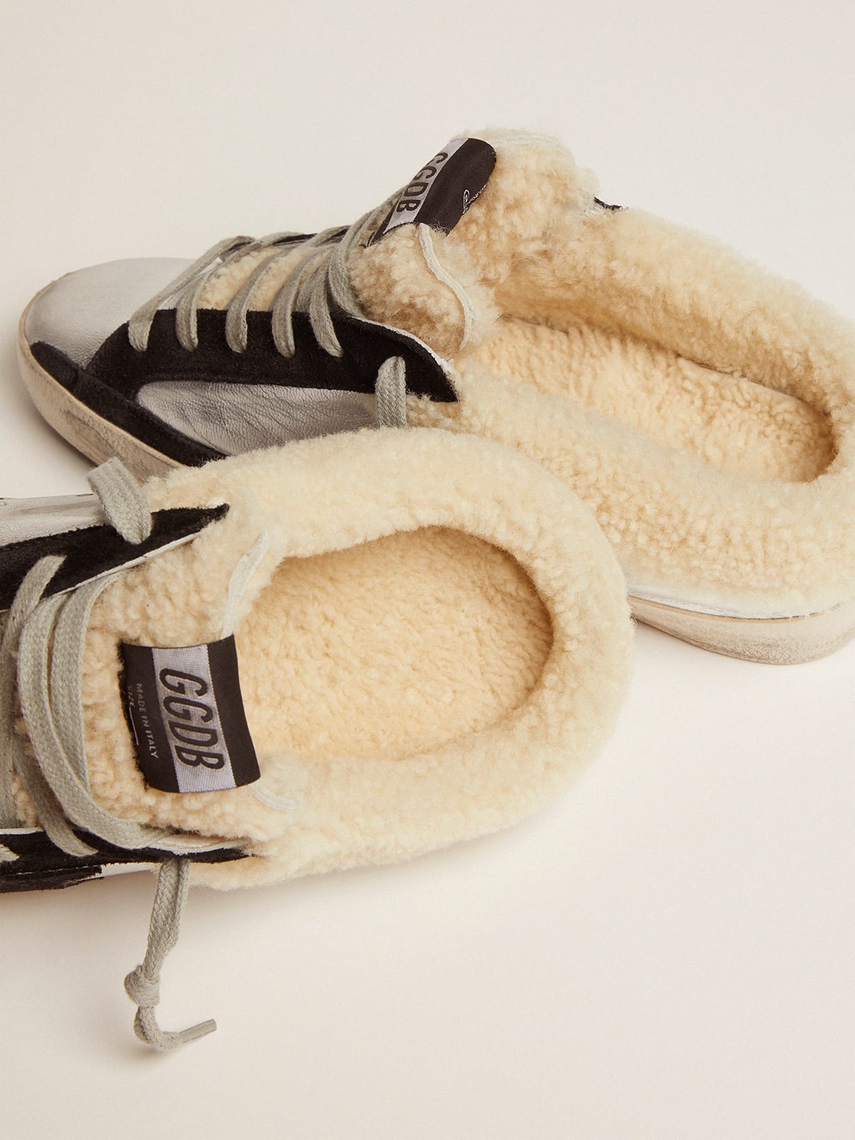 GODLEN GOOSE SUPER-STAR SABOT SILVER/BLACK/BEIGE