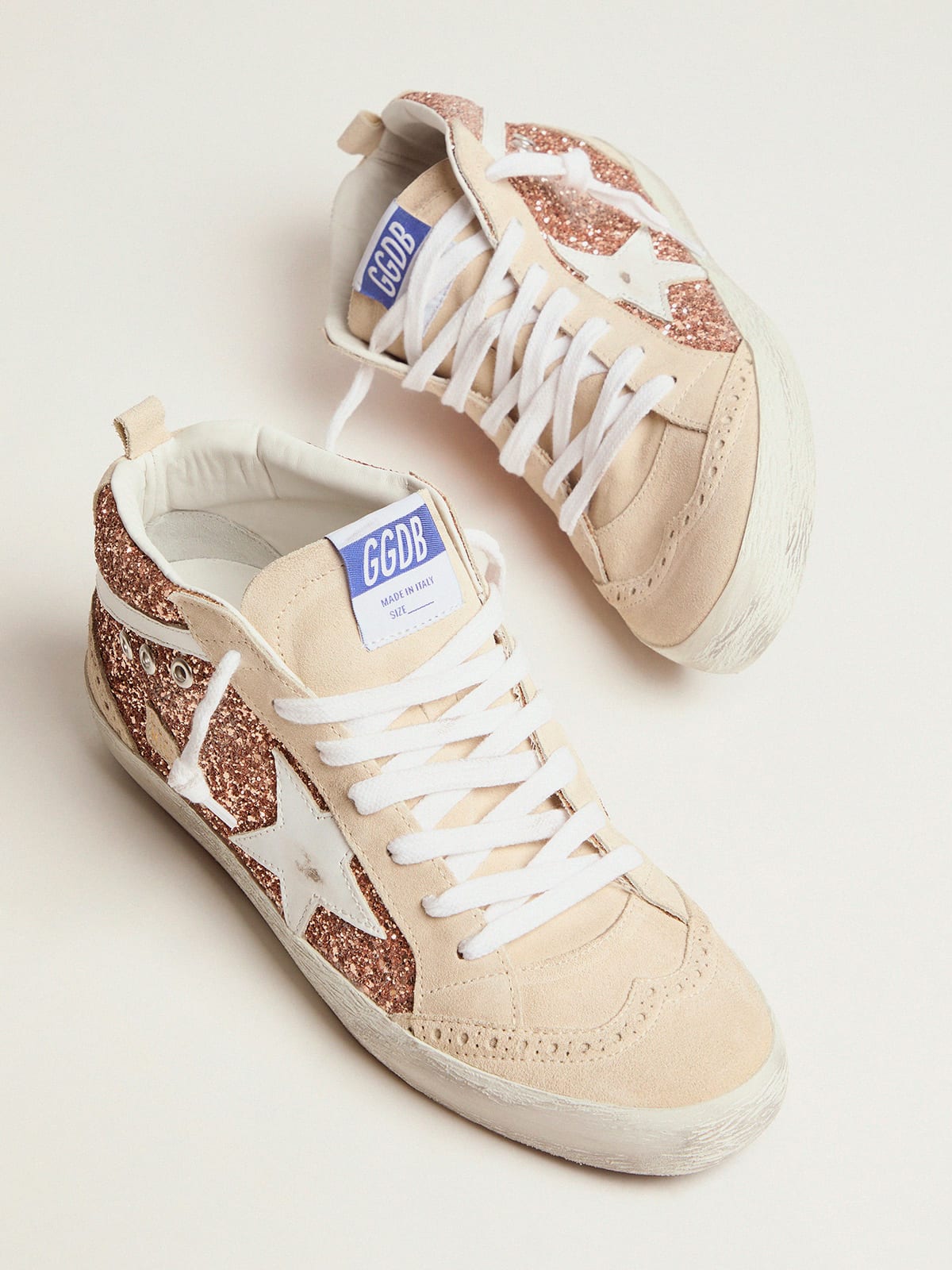GOLDEN GOOSE MID-STAR GLITTER/PEACH