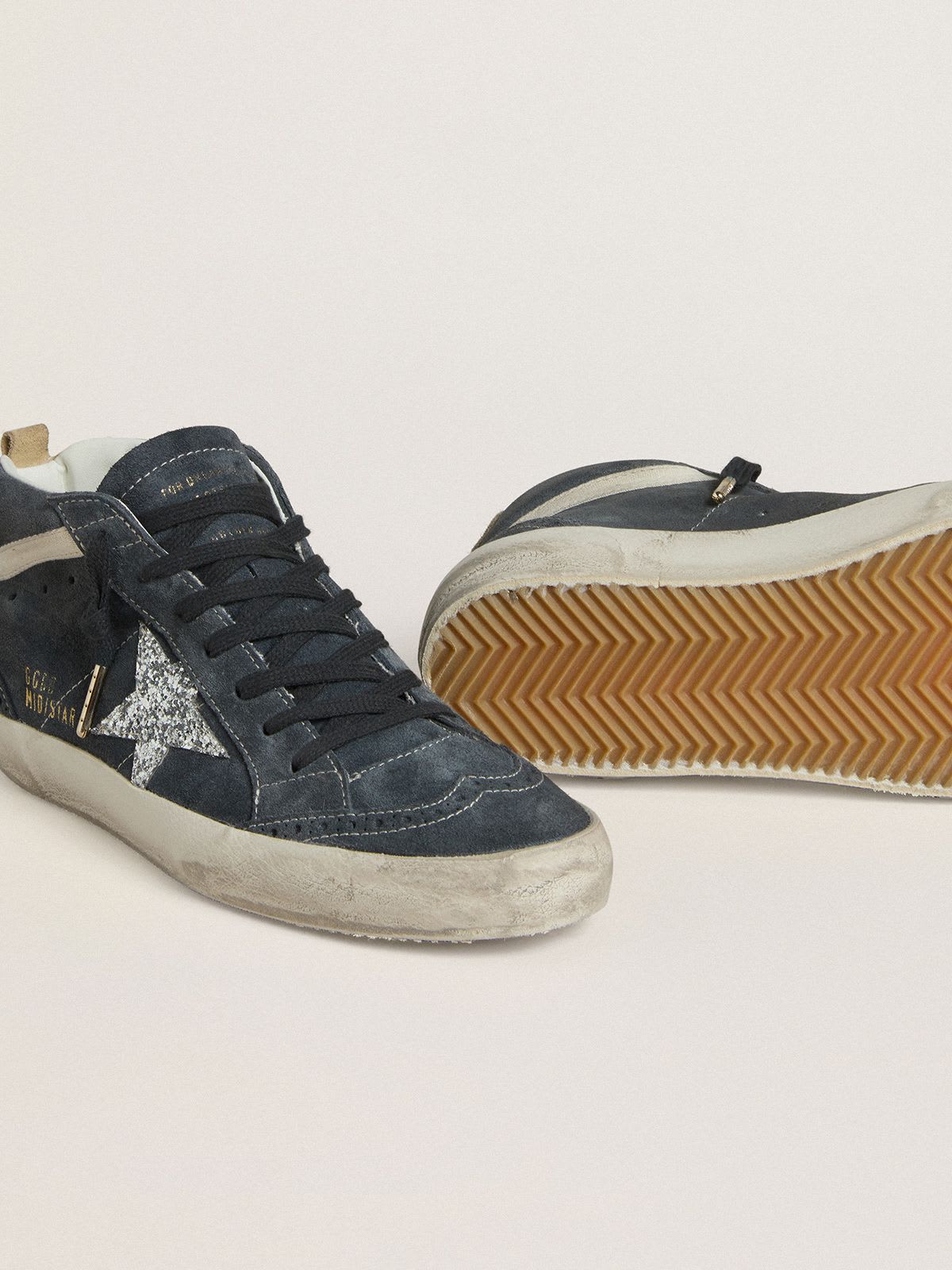 GOLDEN GOOSE MID-STAR BLUE/SILVER SUEDE