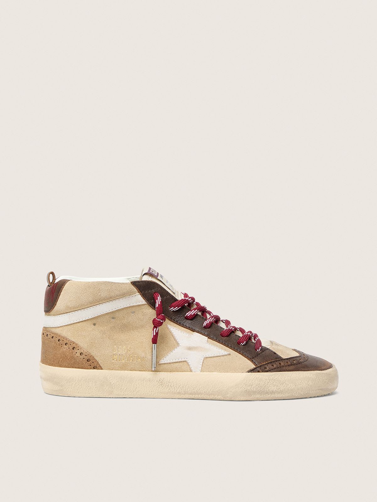 GOLDEN GOOSE MID-STAR BEIGE LEATHER WHITE STAR
