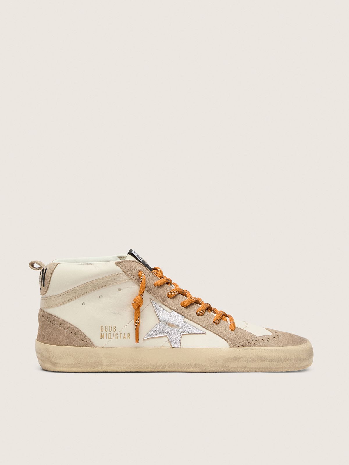 GOLDEN GOOSE MID-STAR BEIGE/WHITE