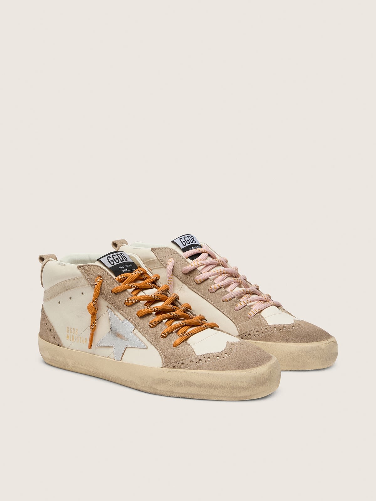 GOLDEN GOOSE MID-STAR BEIGE/WHITE