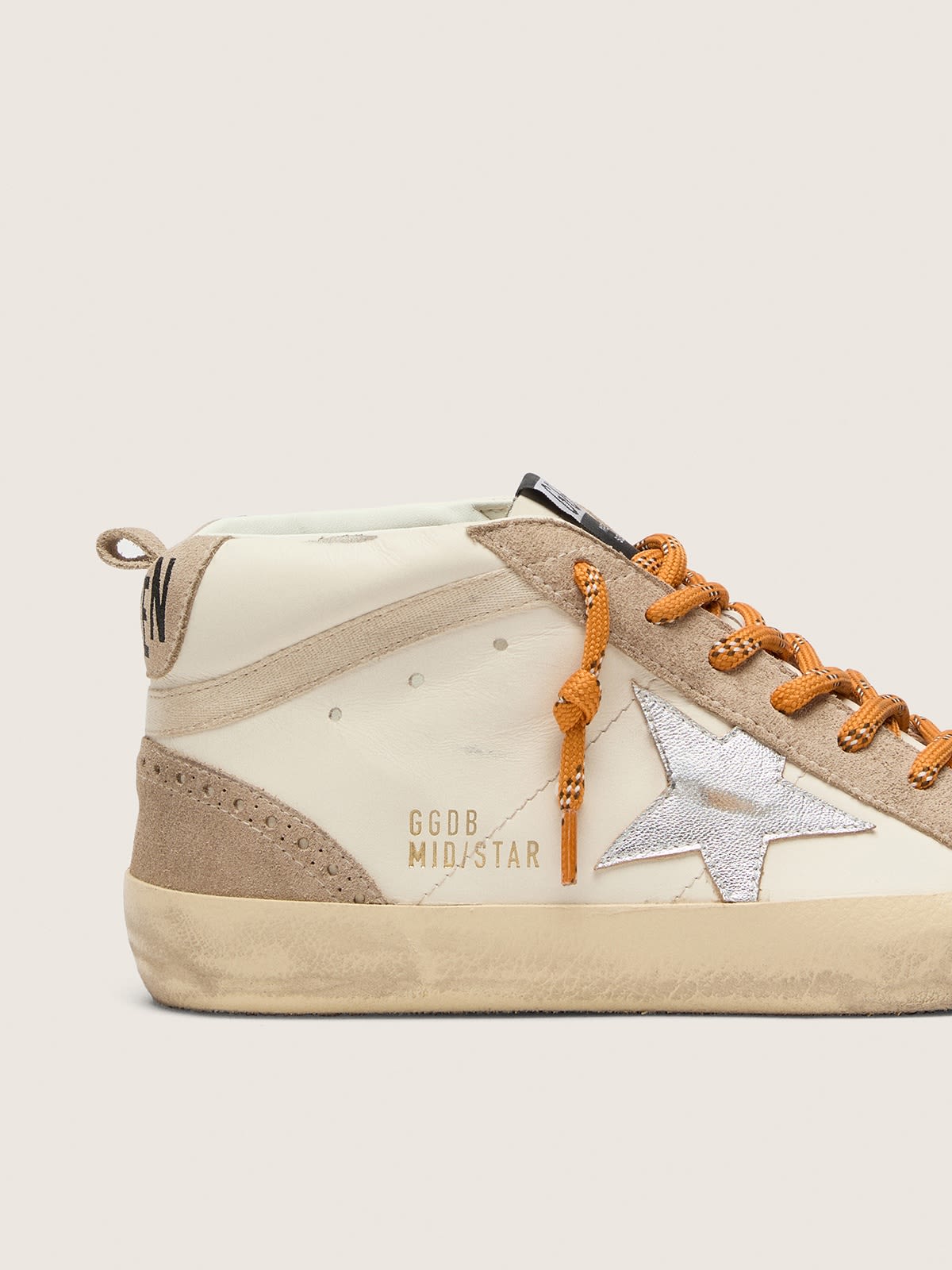 GOLDEN GOOSE MID-STAR BEIGE/WHITE