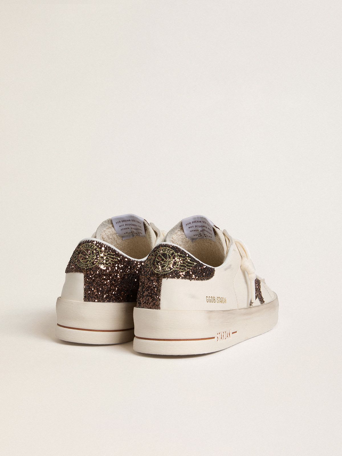 GOLDEN GOOSE STARDAN GLITTER STAR WHITE BEIGE