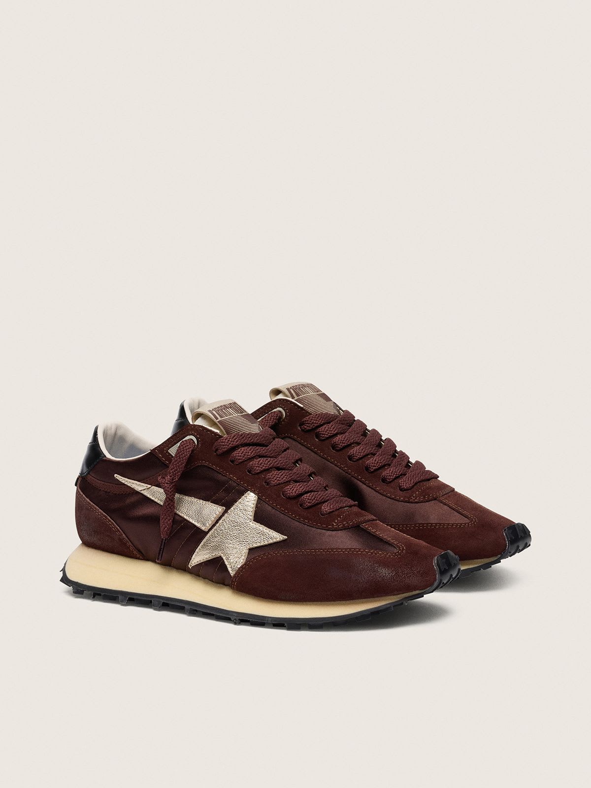 GOLDEN GOOSE RUNNING MARATHON BROWN/PLATINUM