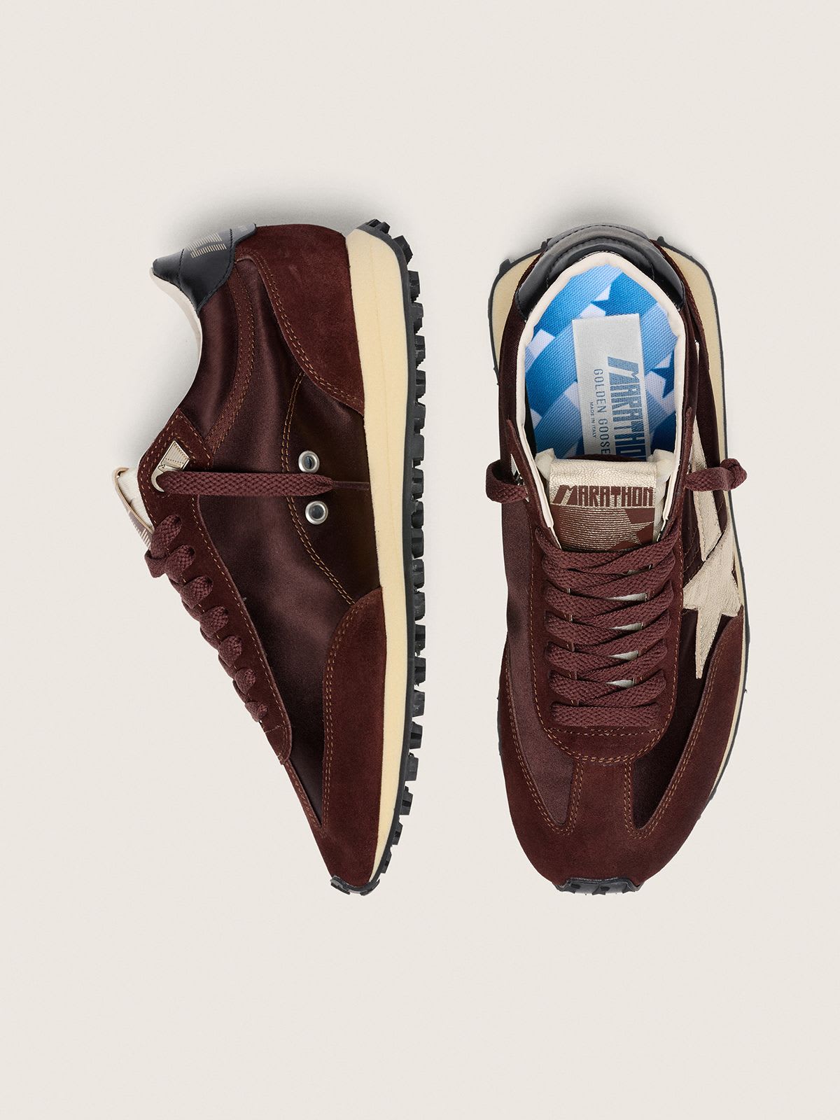 GOLDEN GOOSE RUNNING MARATHON BROWN/PLATINUM