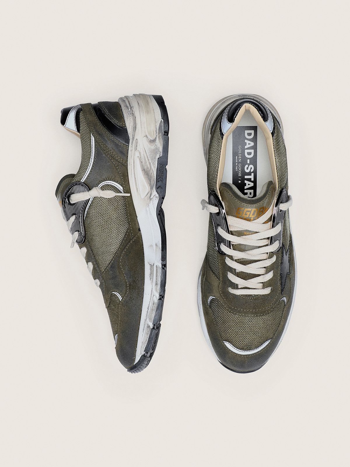 GOLDEN GOOSE RUNNING DAD OLIVE GREEN
