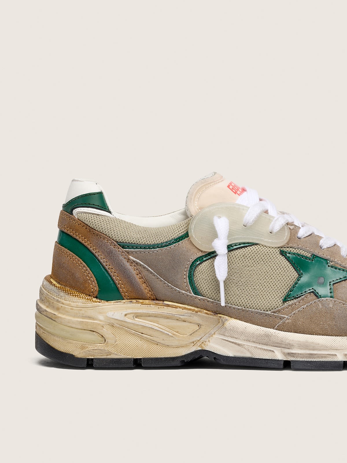 GOLDEN GOOSE RUNNING DAD TAUPE & GREEN