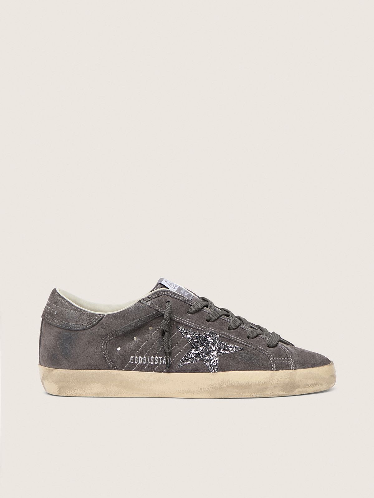 GOLDEN GOOSE SUPER-STAR GREY SUEDE GLITTER