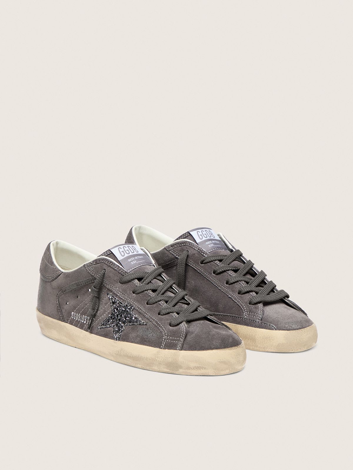 GOLDEN GOOSE SUPER-STAR GREY SUEDE GLITTER
