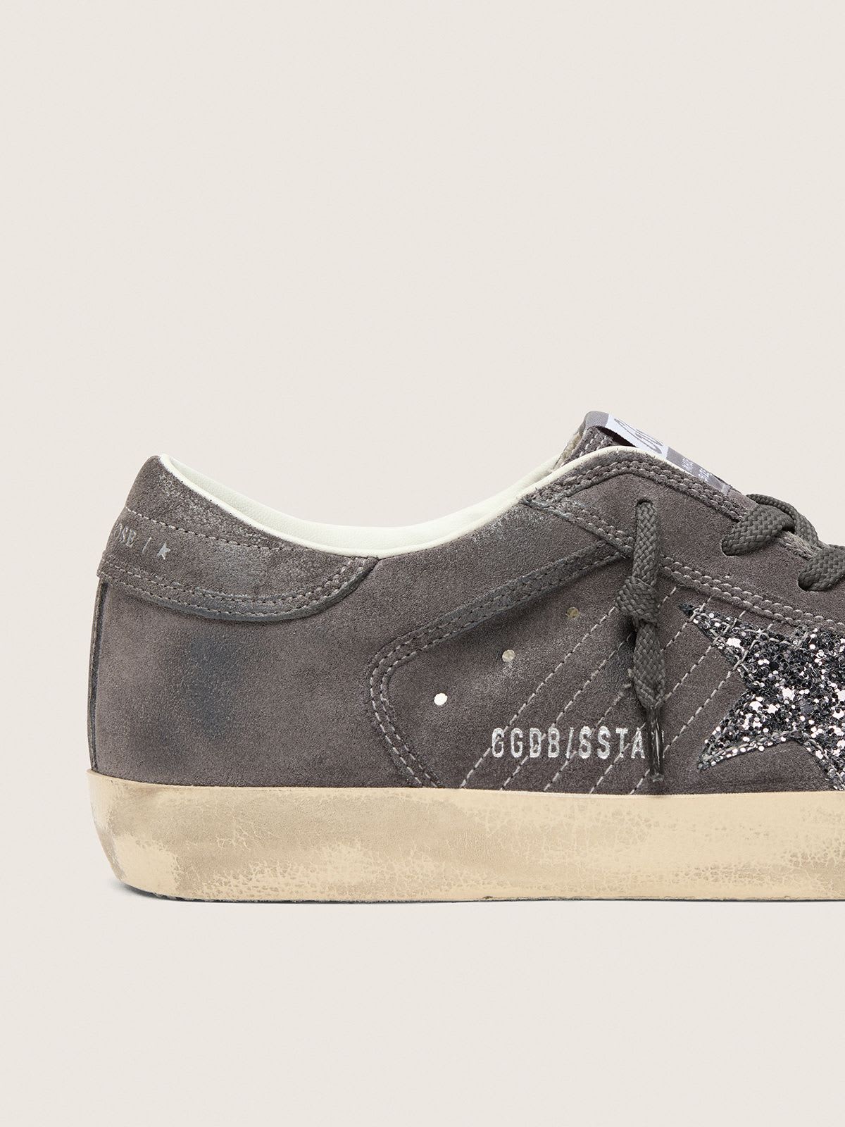 GOLDEN GOOSE SUPER-STAR GREY SUEDE GLITTER