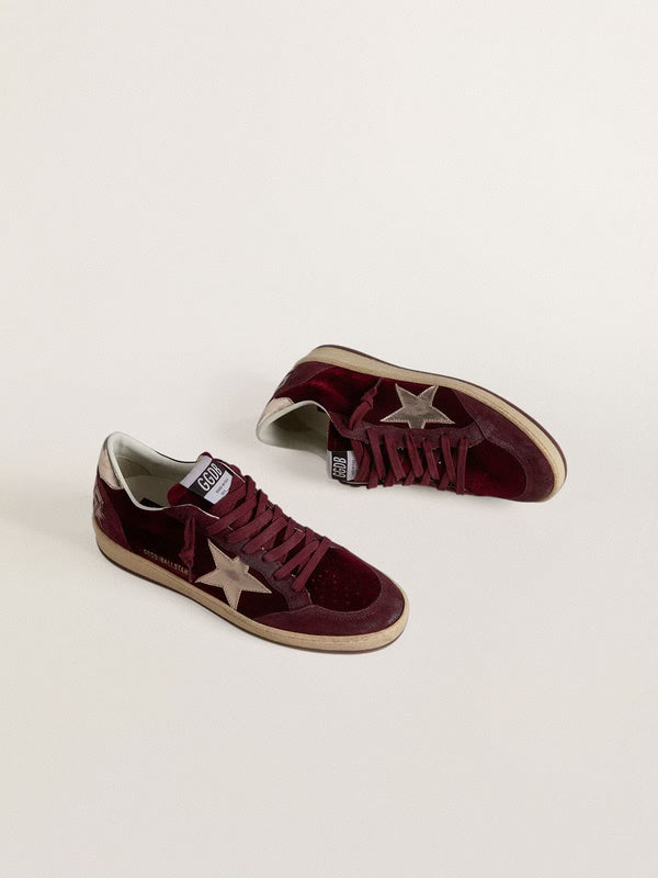 GOLDEN GOOSE BALLSTAR RUBY VELVET & METALLIC STAR