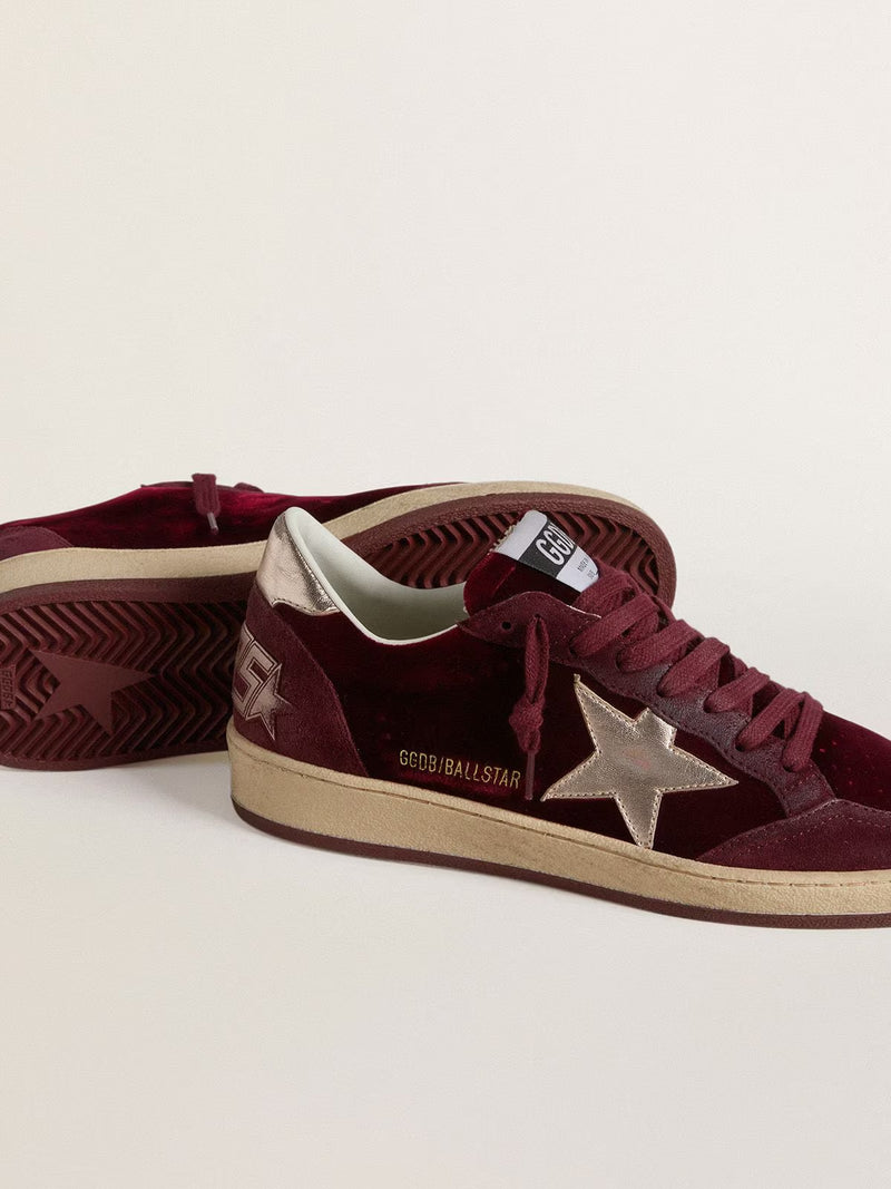 GOLDEN GOOSE BALLSTAR RUBY VELVET & METALLIC STAR