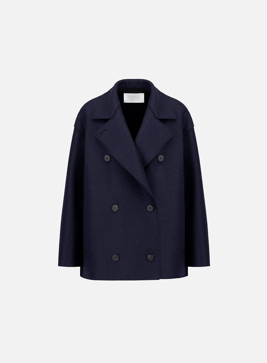 HARRIS WHARF LONDON CROPPED DOUBLE-BREASTED COAT