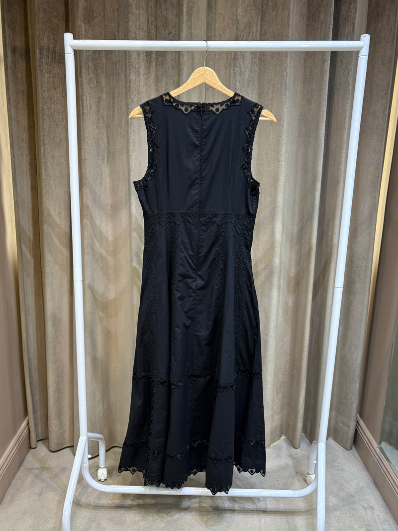 ULLA JOHNSON ANELA BLACK EMBROIDERED DRESS