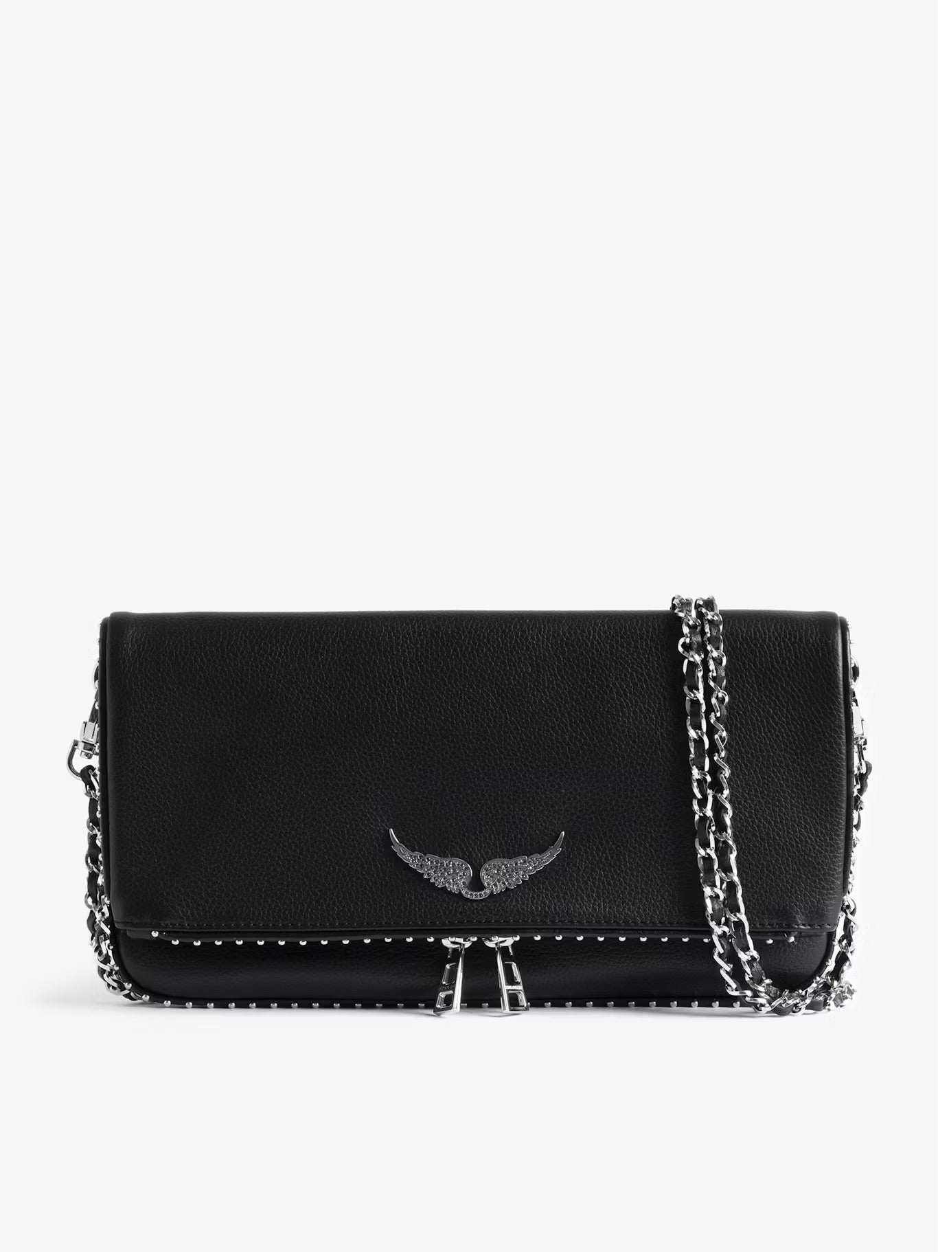 ZADIG & VOLTAIRE ROCK LEATHER BAG WITH STUD TRIM