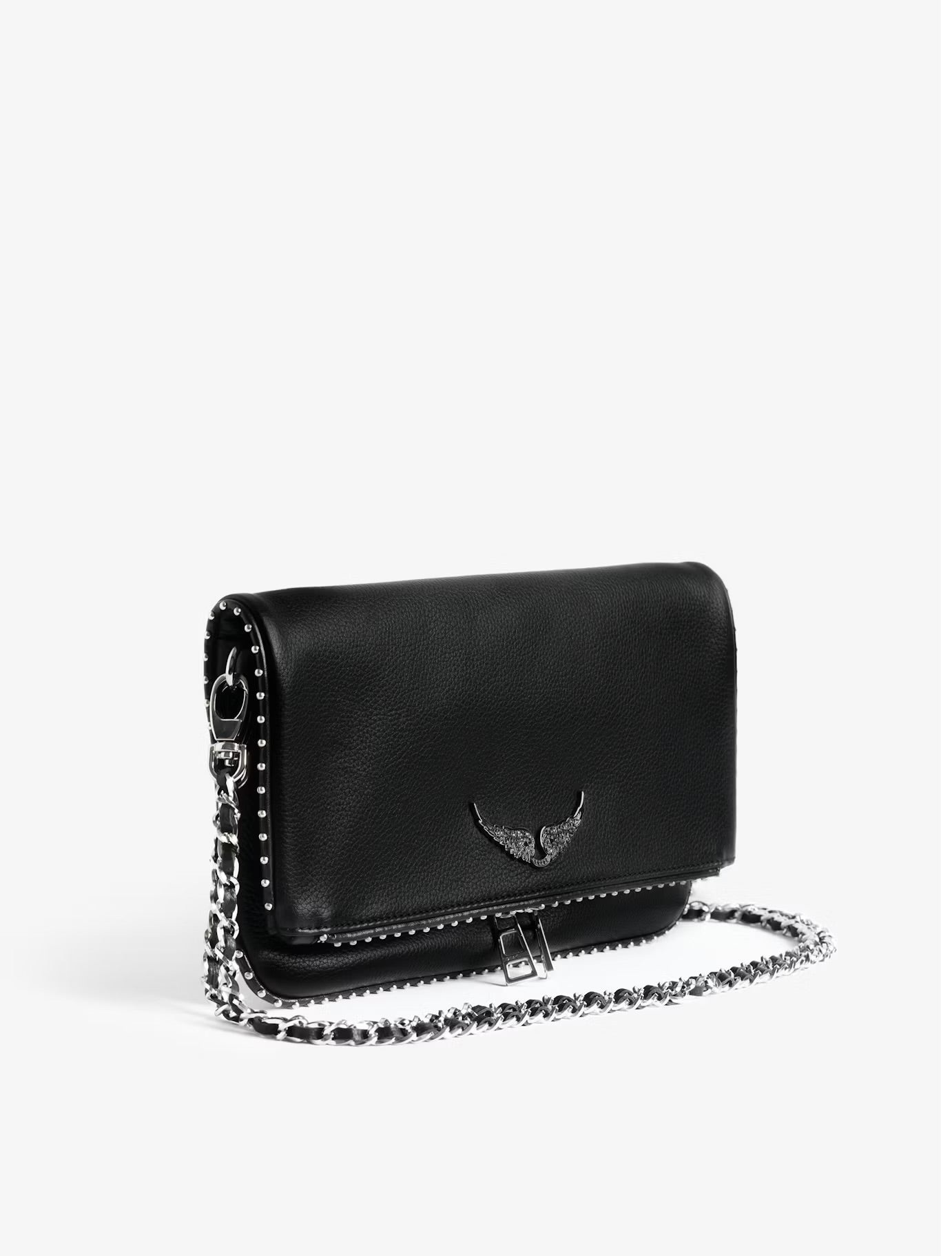 ZADIG & VOLTAIRE ROCK LEATHER BAG WITH STUD TRIM