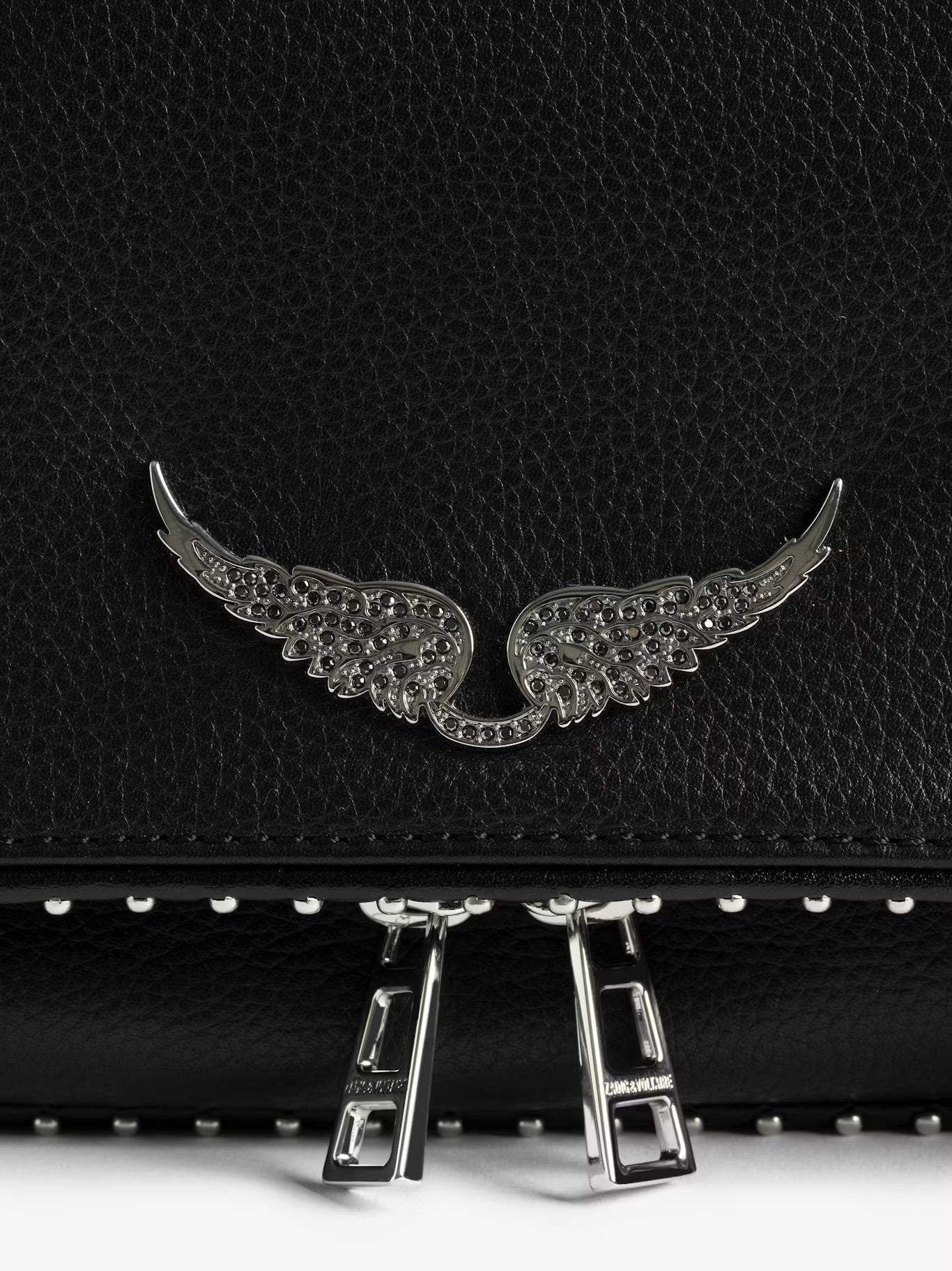 ZADIG & VOLTAIRE ROCK LEATHER BAG WITH STUD TRIM