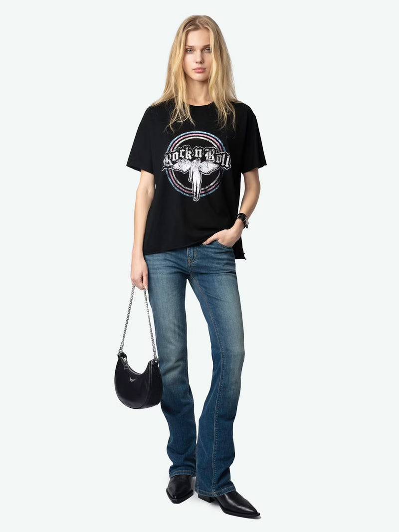 ZADIG & VOLTAIRE TOMMER HC FALLEN ANGEL STRASS T-SHIRT