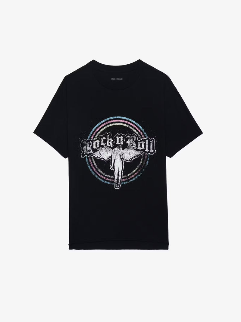 ZADIG & VOLTAIRE TOMMER HC FALLEN ANGEL STRASS T-SHIRT