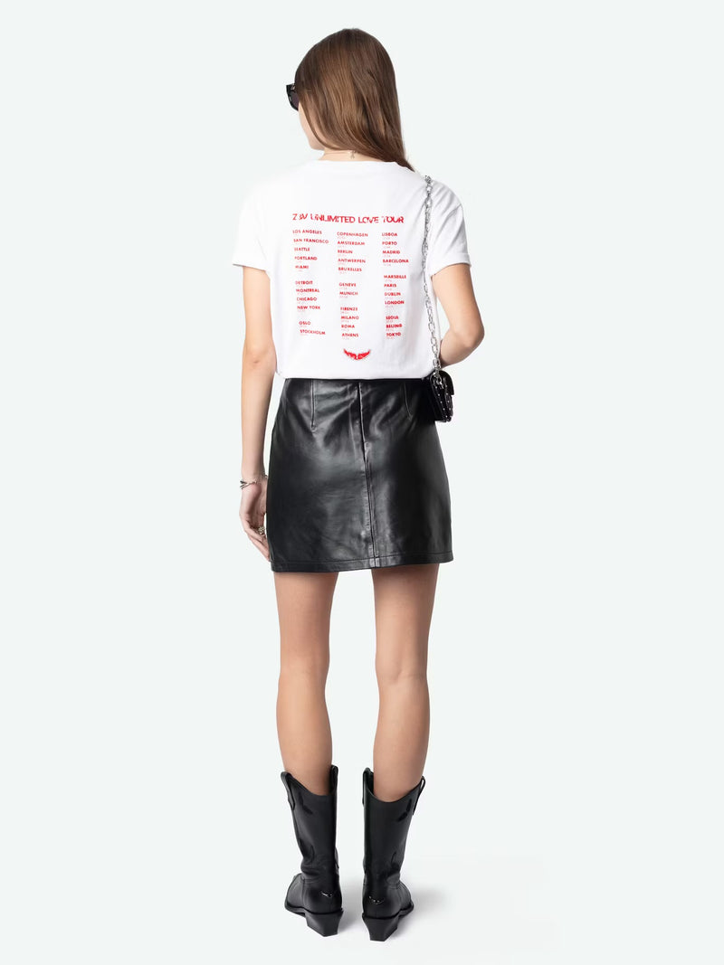 ZADIG & VOLTAIRE WALK BC CONCERT CHERRY LOVE WHITE T-SHIRT