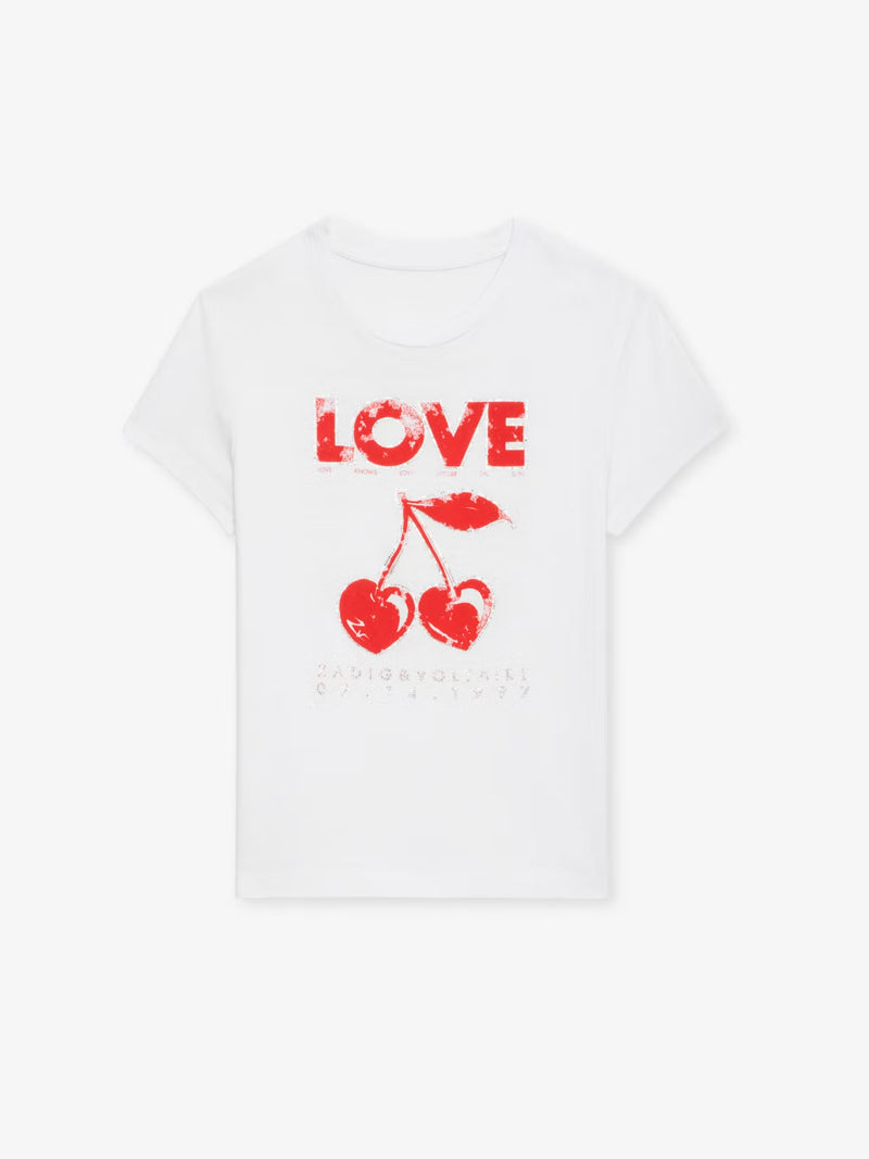 ZADIG & VOLTAIRE WALK BC CONCERT CHERRY LOVE WHITE T-SHIRT